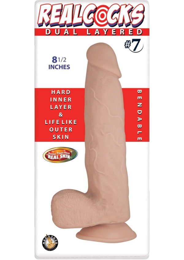 Realcocks Dual Layered #7 Bendable Dildo 8.5in - Vanilla