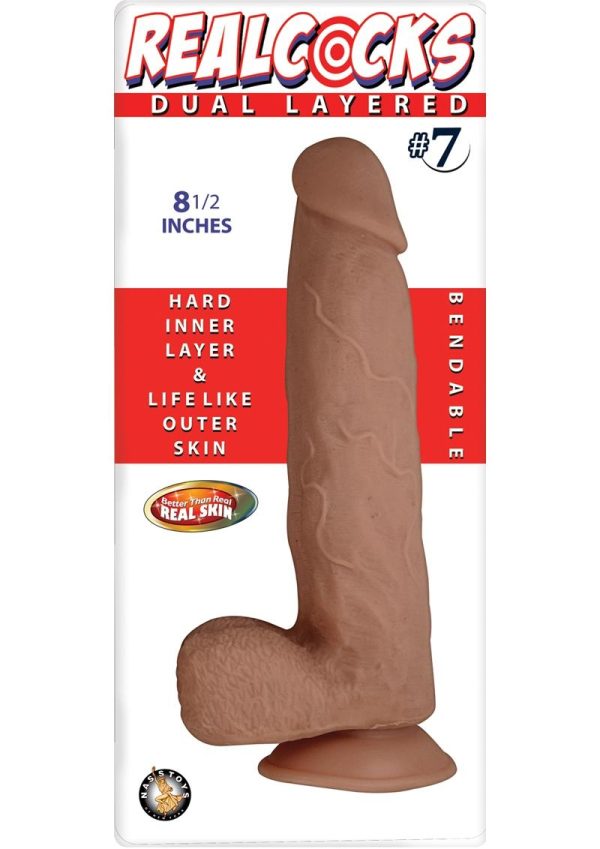 Realcocks Dual Layered #7 Bendable Dildo 8.5in - Caramel