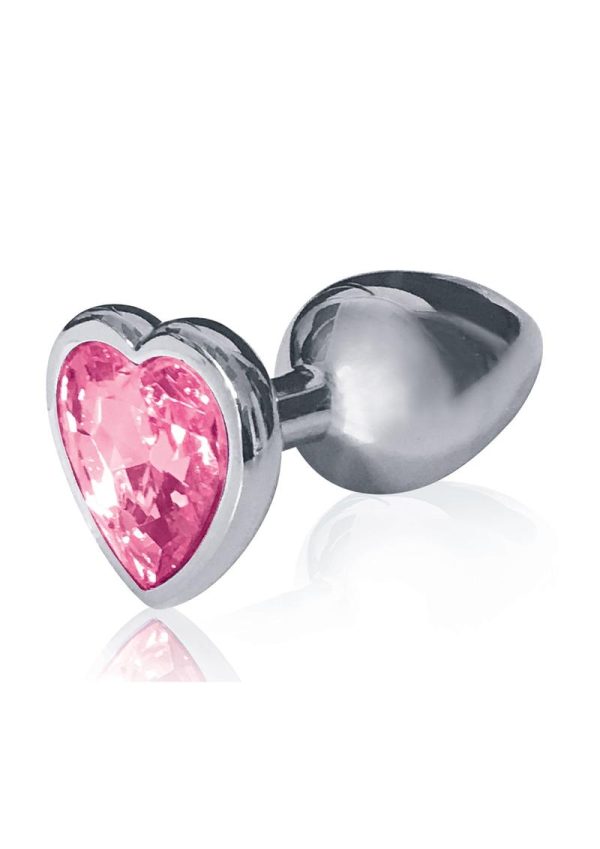 The 9`s - The Silver Starter Bejeweled Heart Stainless Steel Plug - Pink