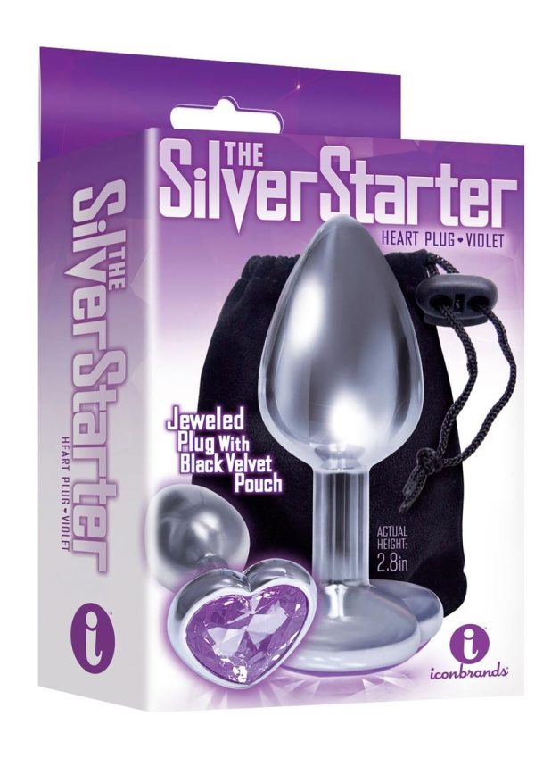 The 9`s - The Silver Starter Bejeweled Heart Stainless Steel Plug - Violet