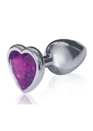 The 9`s - The Silver Starter Bejeweled Heart Stainless Steel Plug - Violet