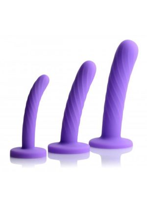 Strap U Tri-Play 3 Piece Silicone Dildo Set - Purple