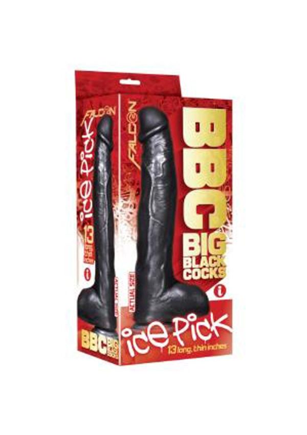 BBC Big Black Cocks Ice Pick Realistic Dildo 13in - Black