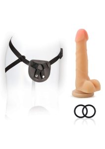 SX For You Harness Kit with Silicone Dildo 7in - Vanilla/Black