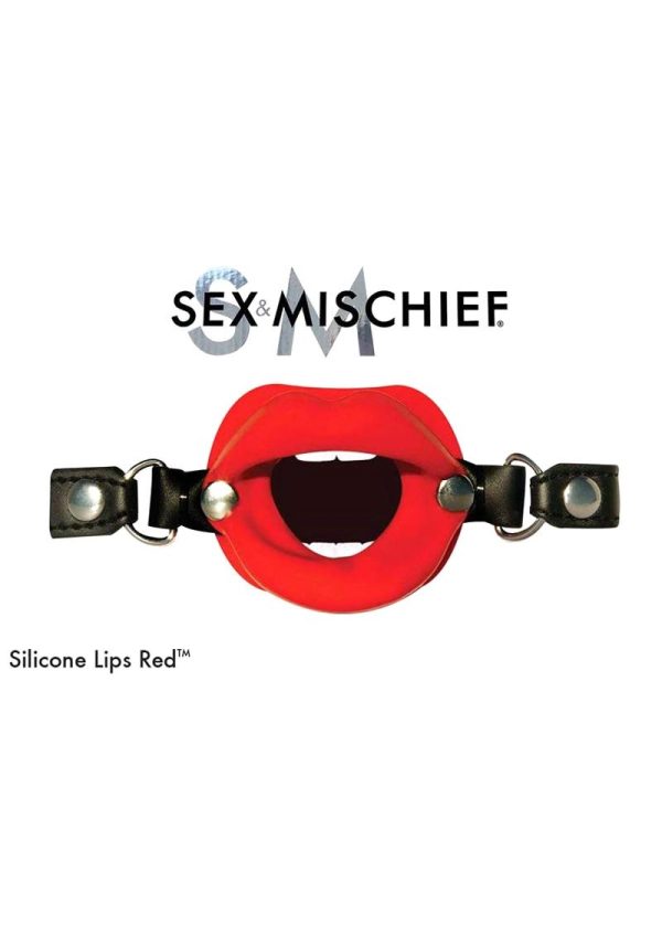 Sex and Mischief Silicone Lips Open Mouth Gag - Red