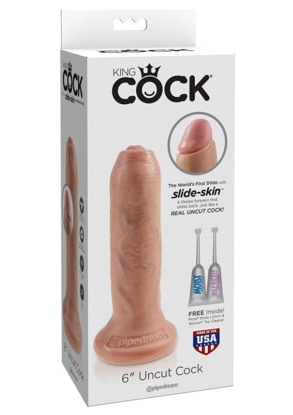 King Cock Uncut Dildo 6in - Vanilla