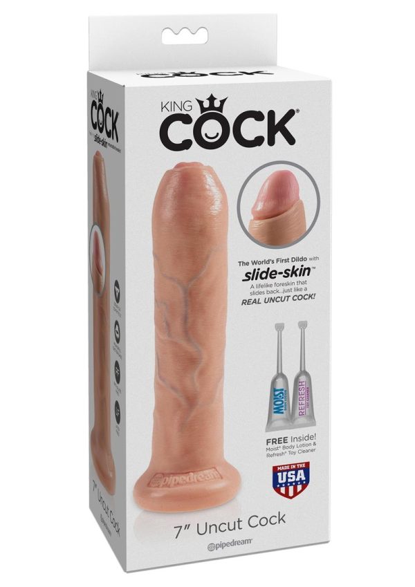 King Cock Uncut Cock Dildo 7in - Vanilla