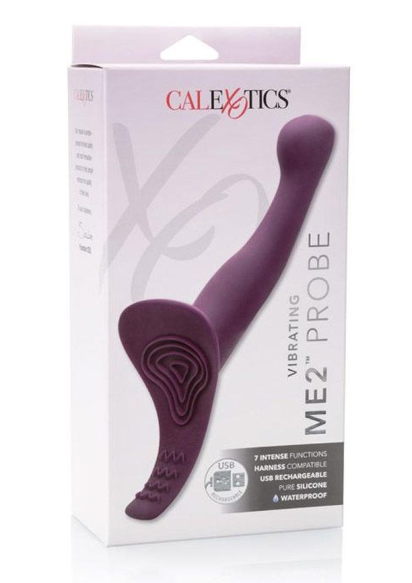 Me2 Vibrating Silicone Strap-On Probe - Purple