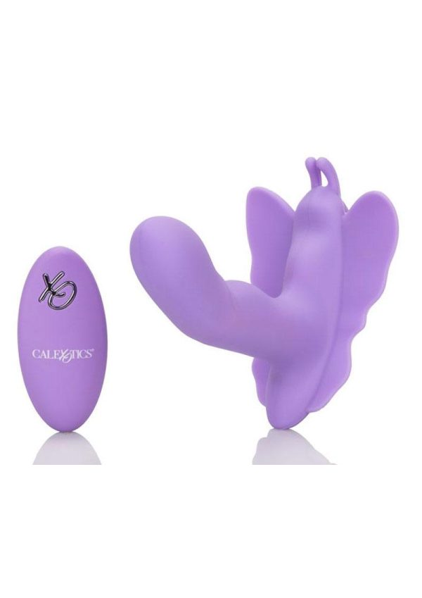 Venus Butterfly Rocking Penis Silicone Rechargeable Strap-On with Remote Control -  Purple