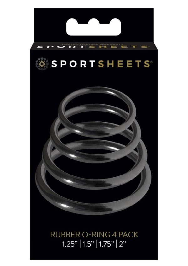 Sportsheets Rubber O Ring Cock Ring (4 Pack) - Black