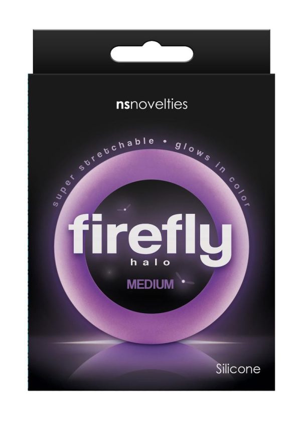 Firefly Halo Medium Silicone Cock Ring Glow In The Dark -Purple