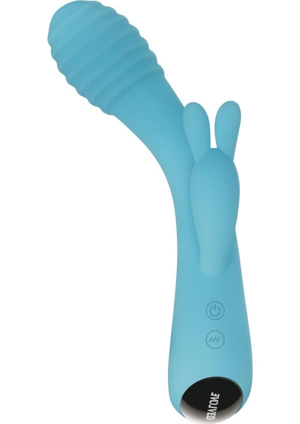 Aqua Bunny Rechargeable Silicone Rabbit Vibrator with 80 Functions - Aqua