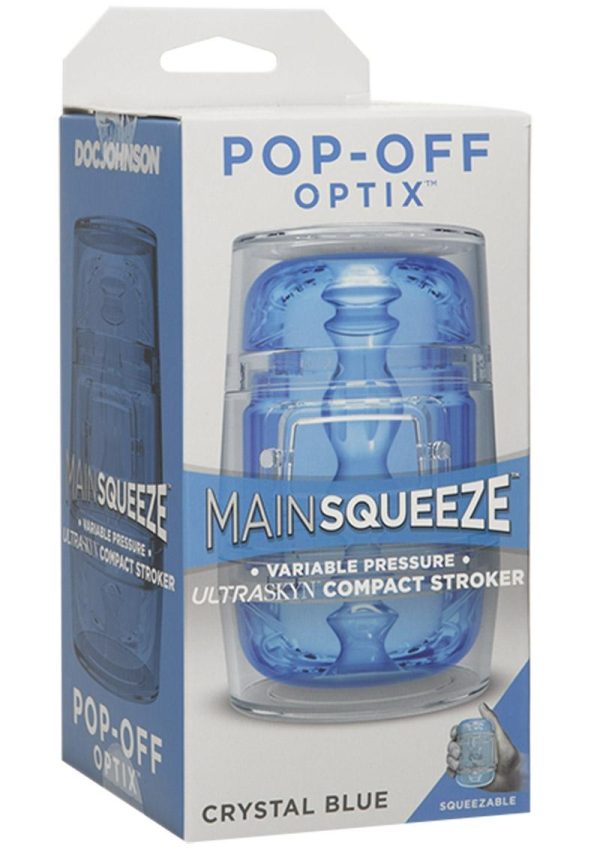 Main Squeeze Pop Off Ultraskyn Compact Masturbator - Crystal Blue