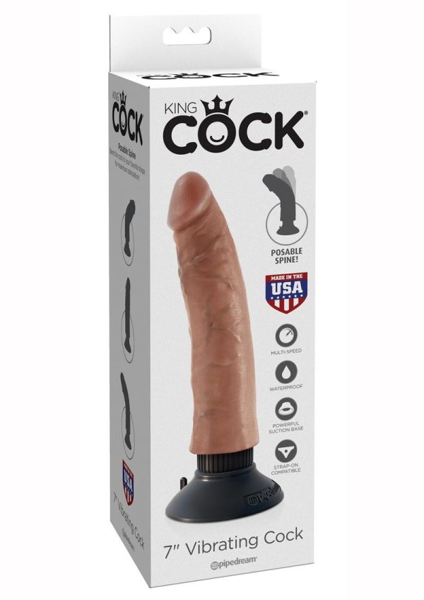 King Cock Vibrating Dildo 7in - Caramel