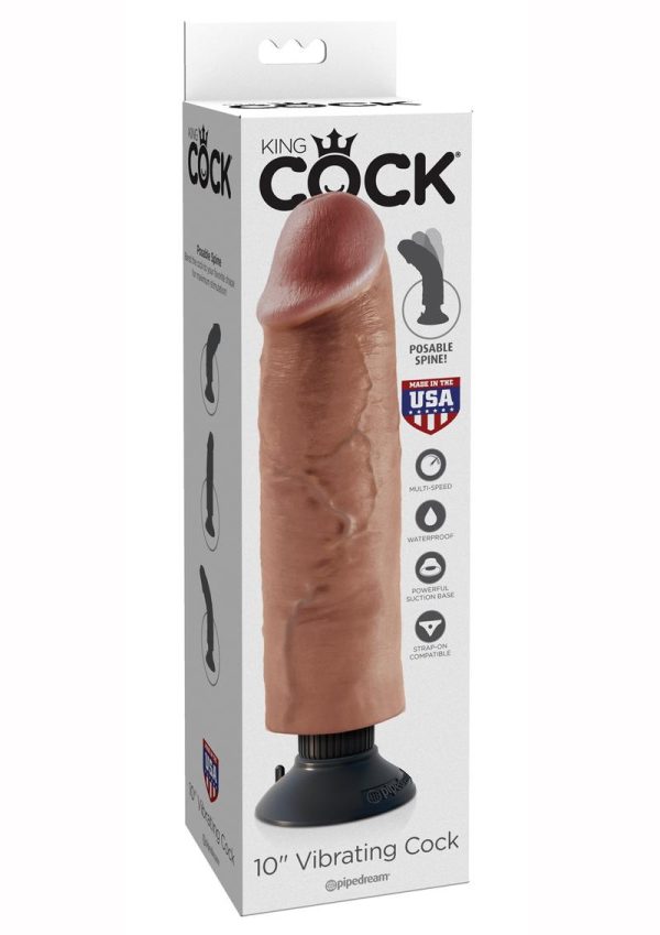 King Cock Vibrating Dildo 10in - Caramel