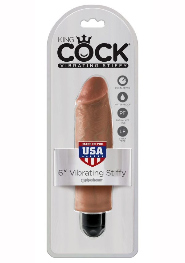 King Cock Vibrating Stiffy Dildo 6in - Caramel