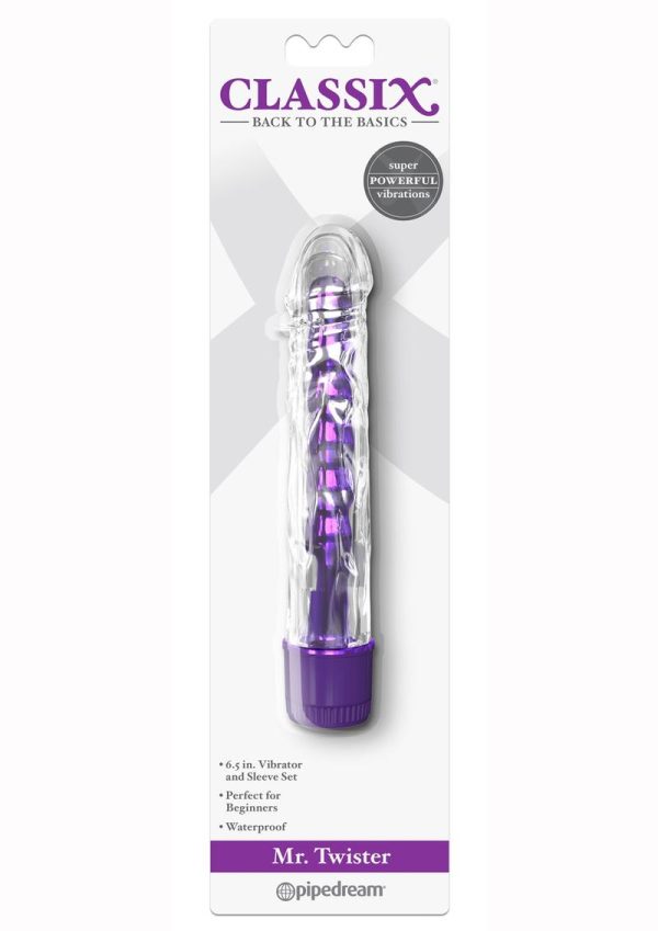 Classix Mr. Twister Vibrator with Sleeve Set - Purple