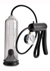 Pump Worx Pro-Gauge Power Penis Pump - Clear and Black