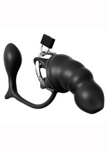 Anal Fantasy Elite Silicone Ass-Gasm Cock Blocker Chastity Cage - Black