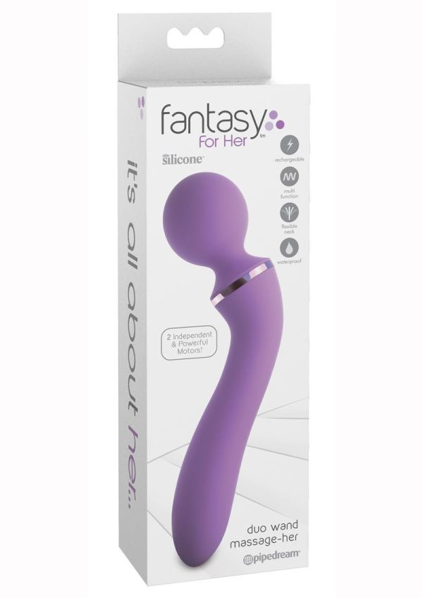 Fantasy For Her Duo Wand Massage-Her Silicone Rechargeable Waterproof - Purple