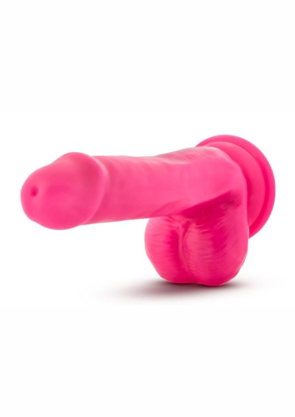 Neo Dual Density Dildo with Balls 6in - Neon Pink