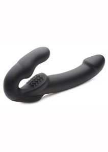 Strap U Evoke Super Charged Rechargeable Silicone Vibrating Strapless Strap On - Black