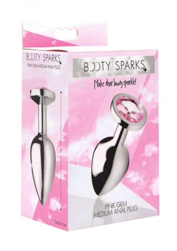 Booty Sparks Pink Gem Medium Anal Plug - Pink