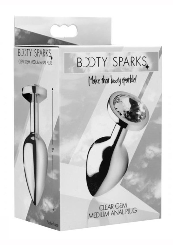 Booty Sparks Clear Gem Medium Anal Plug - Clear