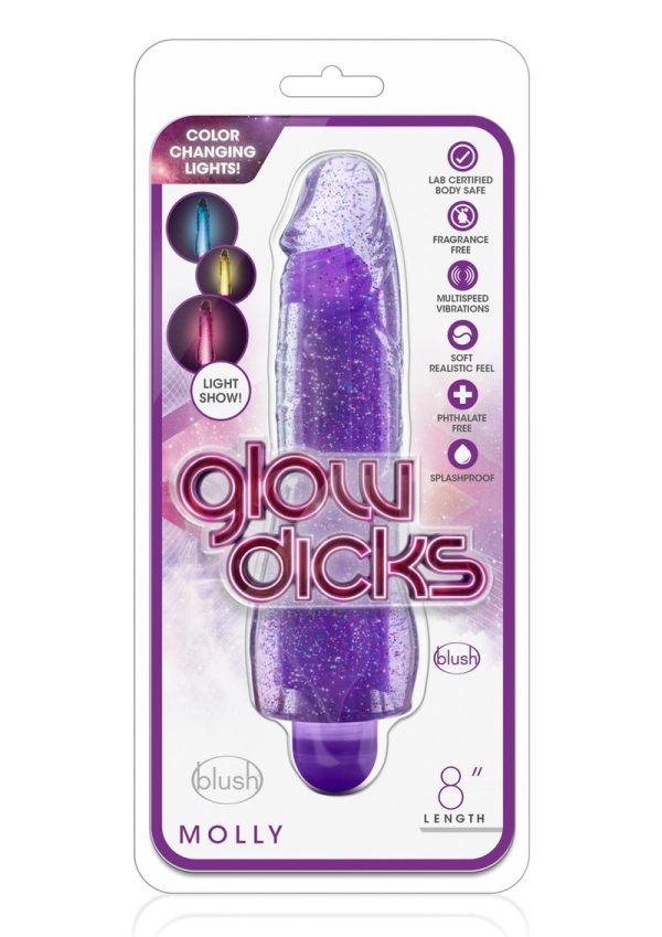 Glow Dicks Molly Glitter Vibrator - Purple