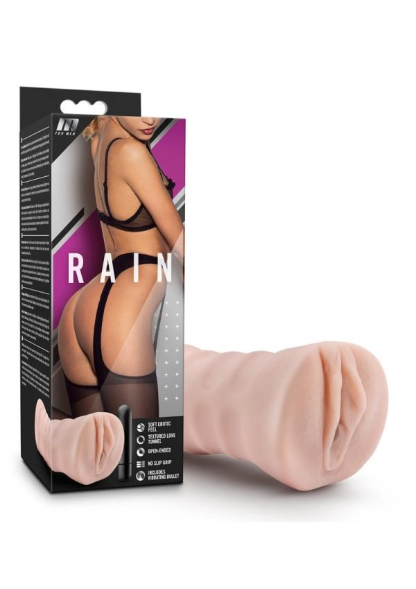 M for Men Rain Vibrating Masturbator with Bullet - Pussy - Vanilla