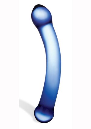 Glas Curved G-Spot Glass Dildo 6in - Blue