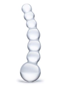 Glas Curved Beaded Glass Dildo 5in - Clear