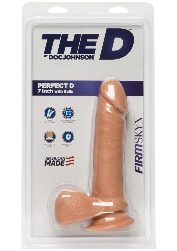 The D Perfect D Firmskyn Dildo with Balls 7in - Vanilla