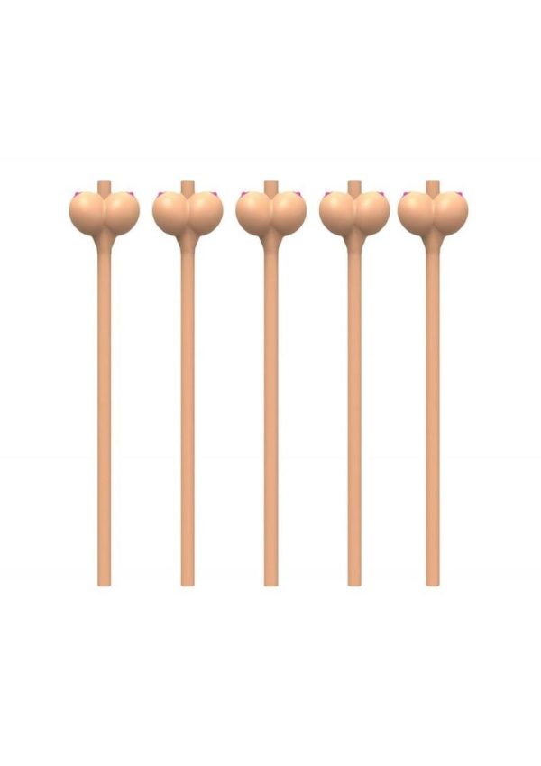 Boobylicious Boobie Party Straws Tan 6 Per Pack