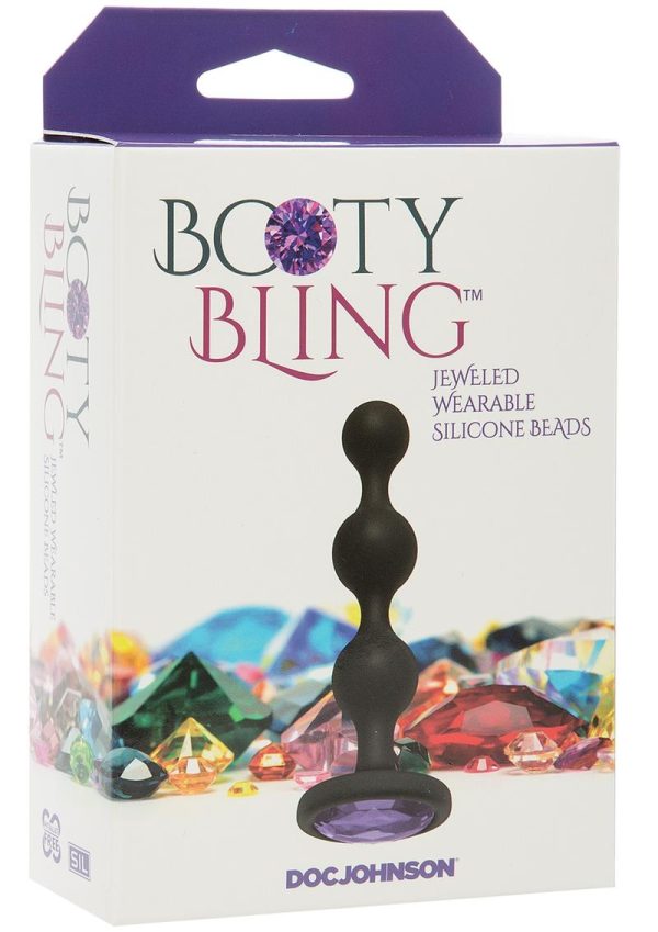 Booty Bling Jeweled Silicone Anal Beads - Purple