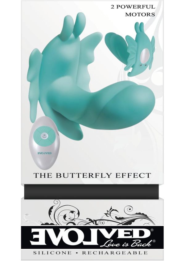 The Butterfly Effect Rechargeable Silicone Dual Motor Vibrator with Remote Control - Teal