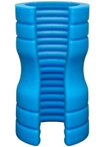 OptiMALE Ribbed Truskyn Silicone Masturbator - Blue