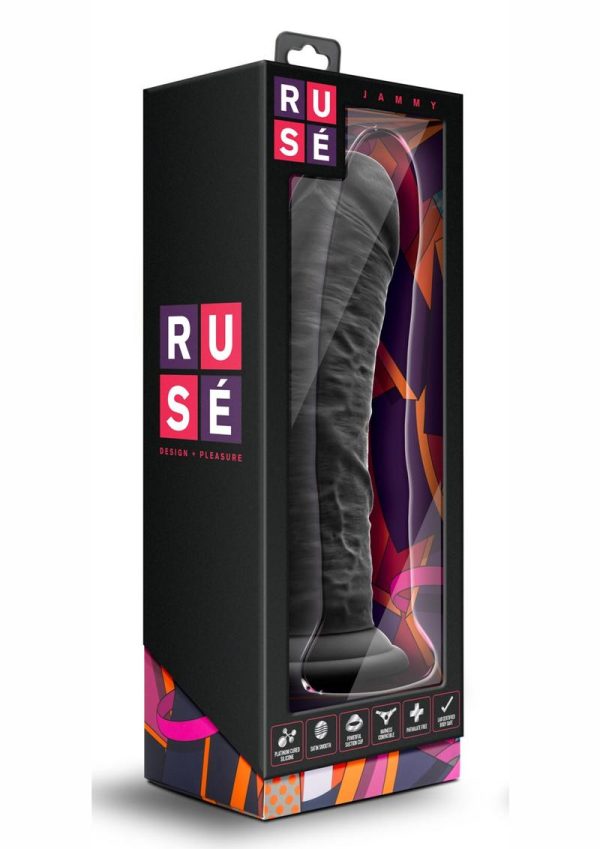 Ruse Jammy Silicone Dildo 8in - Black