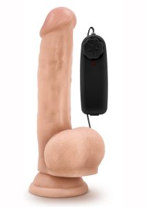 Dr. Skin Silver Collection Dr. Jay Vibrating Dildo with Balls and Remote Control 8.75in - Vanilla