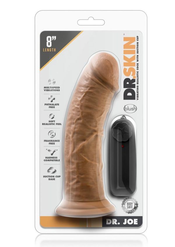 Dr. Skin Silver Collection Dr. Joe Vibrating Dildo with Remote Control 8in - Caramel