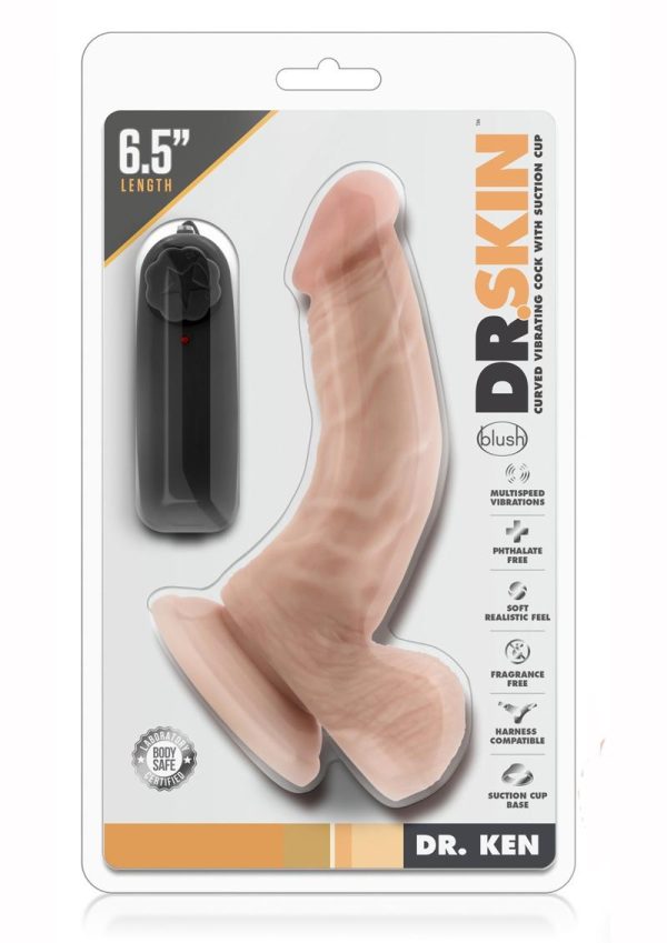 Dr. Skin Silver Collection Dr. Ken Vibrating Dildo with Remote Control 6.5in - Vanilla