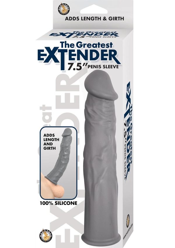 The Greatest Extender Silicone Penis Sleeve 7.5in - Gray