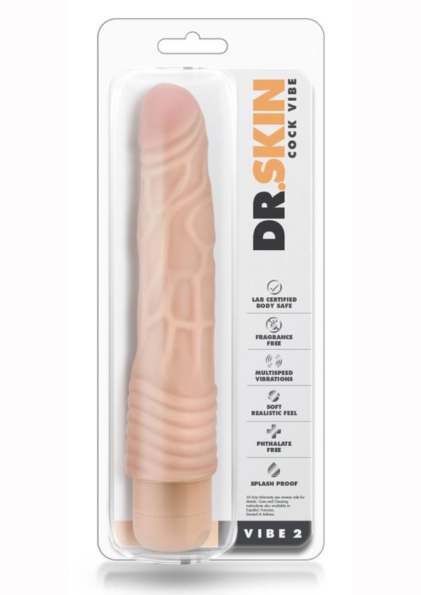 Dr. Skin Silver Collection Cock Vibe 2 Vibrating Dildo 9in - Vanilla