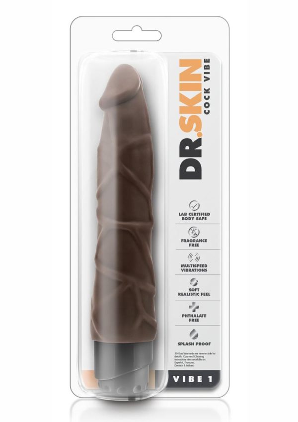 Dr. Skin Silver Collection Cock Vibe 1 Vibrating Dildo 9in - Chocolate