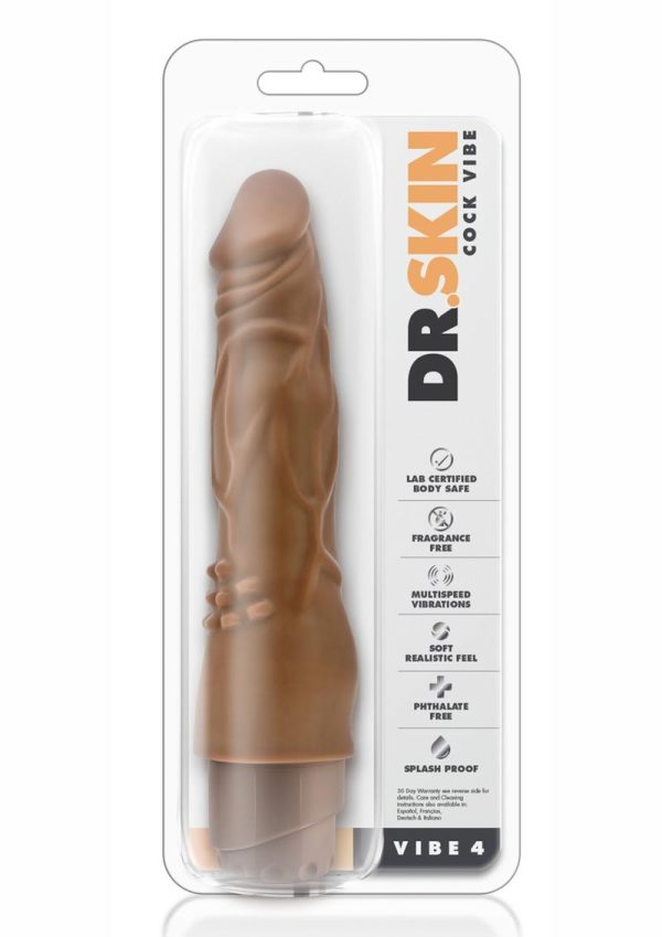 Dr. Skin Silver Collection Cock Vibe 4 Vibrating Dildo 8in - Caramel