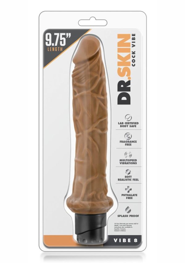 Dr. Skin Silver Collection Cock Vibe 8 Vibrating Dildo 9.75in - Caramel