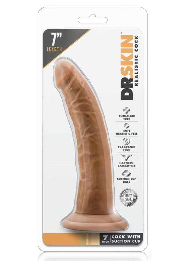 Dr. Skin Silver Collection Dildo with Suction Cup 7in - Caramel