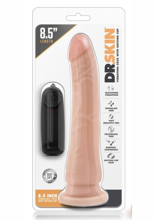 Dr. Skin Silver Collection Vibrating Dildo with Suction Cup 8.5in - Vanilla