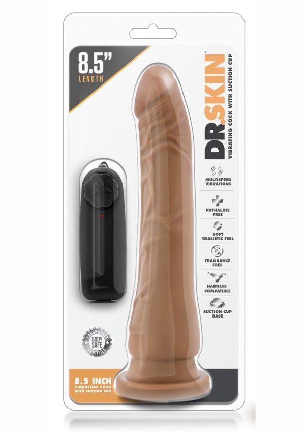 Dr. Skin Silver Collection Vibrating Cock with Suction Cup 8.5in - Caramel