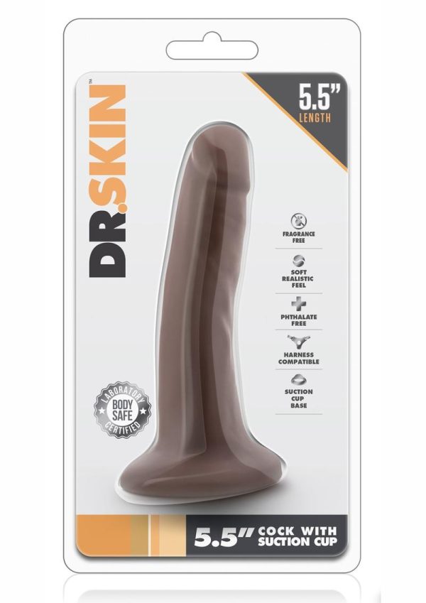 Dr. Skin Silver Collection Dildo with Suction Cup 5.5in - Chocolate